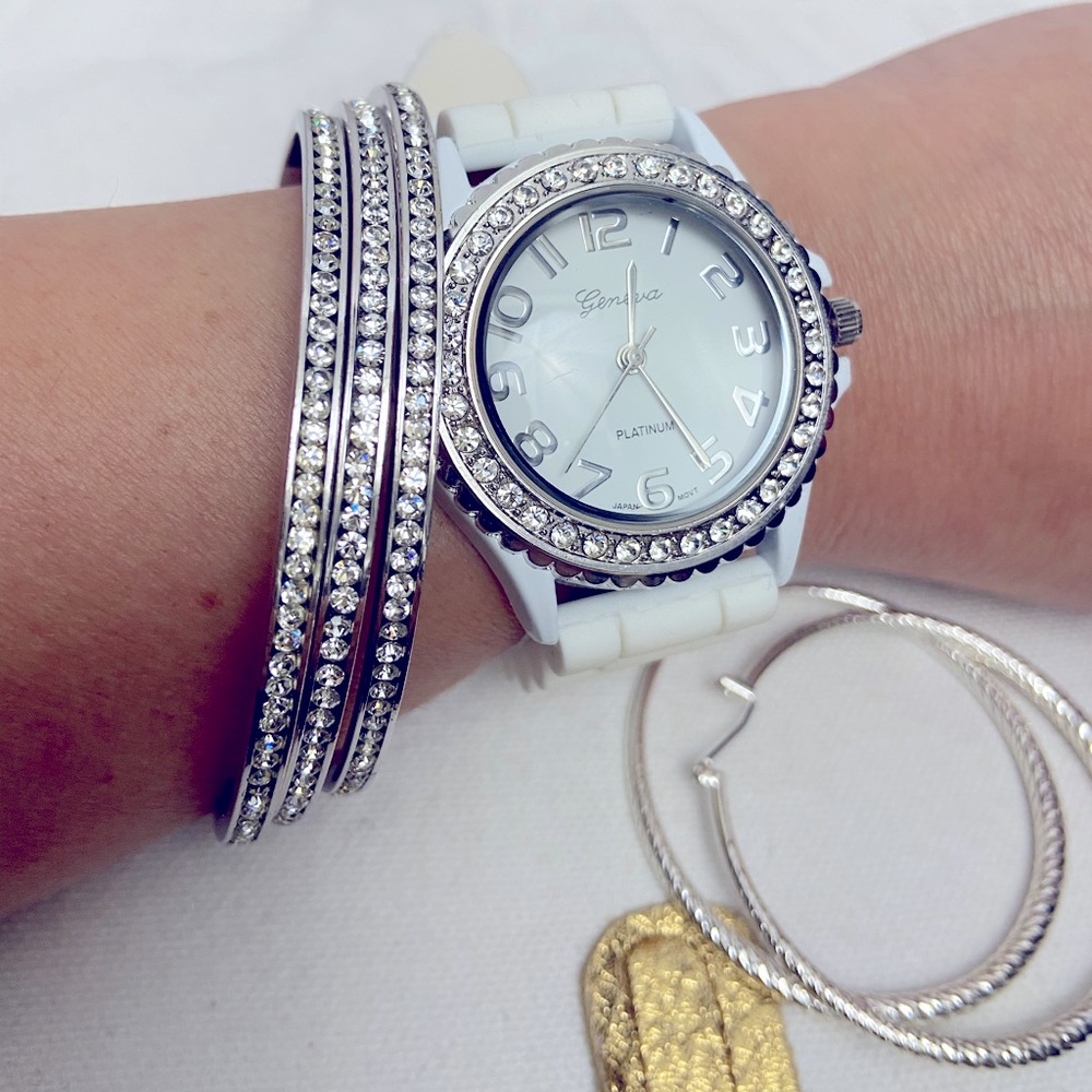 Charming Charlie Jewelry Bundle Watch Bangle Hoops
